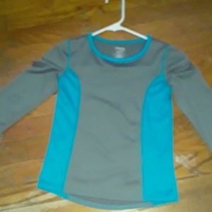 M 7-8 gray and blue long sleeve shirt